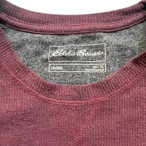 Eddie Bauer Men’s Thermal Crew Shirt XL Maroon Heather Long Sleeve Lounge